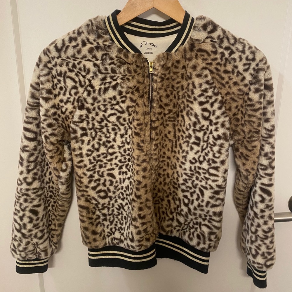 Leopard Faux Fur Bomber Jacket